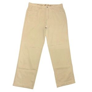TOMMY Bahama Tan Beige Chambray Pants Tencel Cotton Blend Straight Leg Sz 38X32